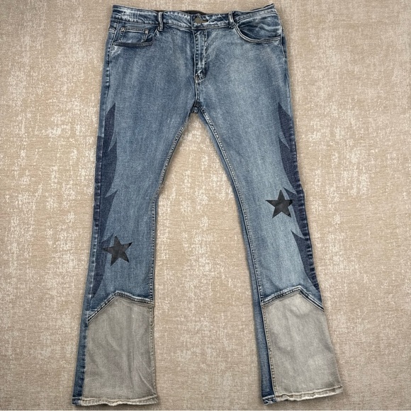 cooper 9 Other - Cooper 9 Blue Wings Denim Size 38 / Blue Jeans with Star Patches
